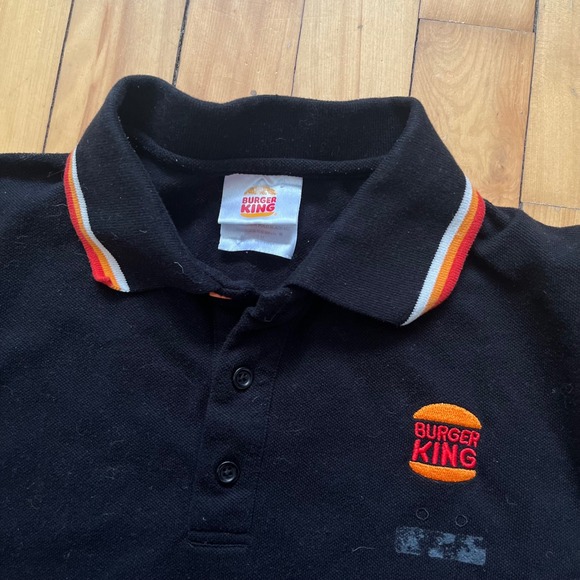 Burger King Black Polo Shirt Short Sleeve Embroidered Logo Unisex Medium - Picture 3 of 9